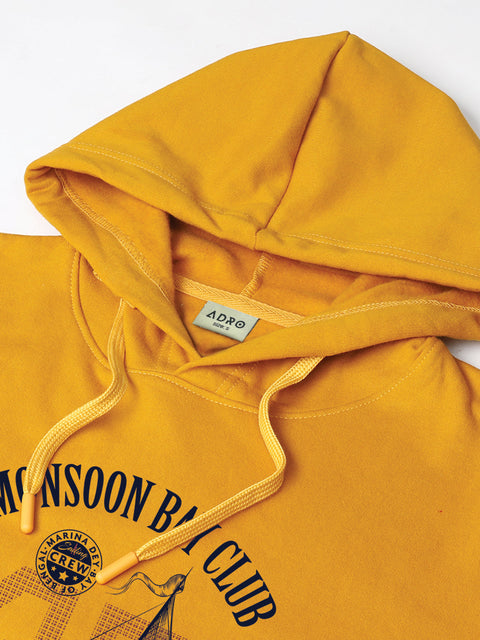 ADRO Men’s 320 GSM Cotton Poly Fleece Hoodie – Monsoon Bay Club Sailing Graphic, Soft Feel Fabric, Skin-Friendly Print, Casual Winter Printed Hoodies with Kangaroo Pocket