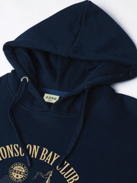 ADRO Men’s 320 GSM Cotton Poly Fleece Hoodie – Monsoon Bay Club Sailing Graphic, Soft Feel Fabric, Skin-Friendly Print, Casual Winter Printed Hoodies with Kangaroo Pocket
