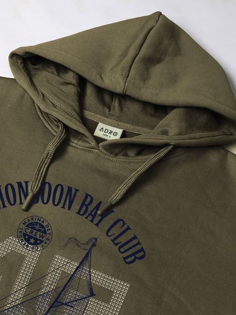 ADRO Men’s 320 GSM Cotton Poly Fleece Hoodie – Monsoon Bay Club Sailing Graphic, Soft Feel Fabric, Skin-Friendly Print, Casual Winter Printed Hoodies with Kangaroo Pocket