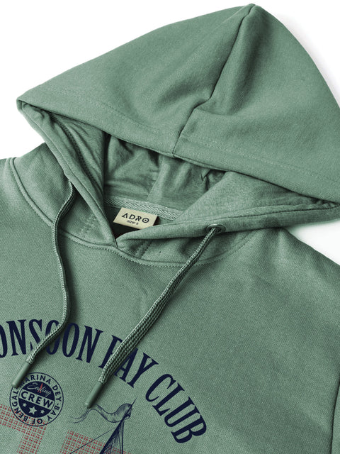 ADRO Men’s 320 GSM Cotton Poly Fleece Hoodie – Monsoon Bay Club Sailing Graphic, Soft Feel Fabric, Skin-Friendly Print, Casual Winter Printed Hoodies with Kangaroo Pocket