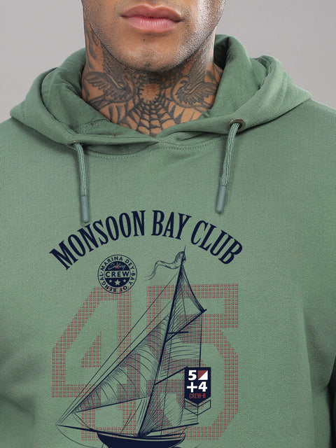 ADRO Men’s 320 GSM Cotton Poly Fleece Hoodie – Monsoon Bay Club Sailing Graphic, Soft Feel Fabric, Skin-Friendly Print, Casual Winter Printed Hoodies with Kangaroo Pocket