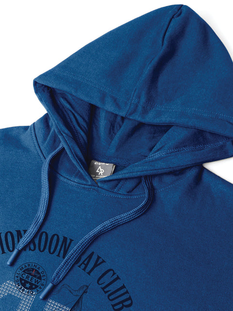 ADRO Men’s 320 GSM Cotton Poly Fleece Hoodie – Monsoon Bay Club Sailing Graphic, Soft Feel Fabric, Skin-Friendly Print, Casual Winter Printed Hoodies with Kangaroo Pocket