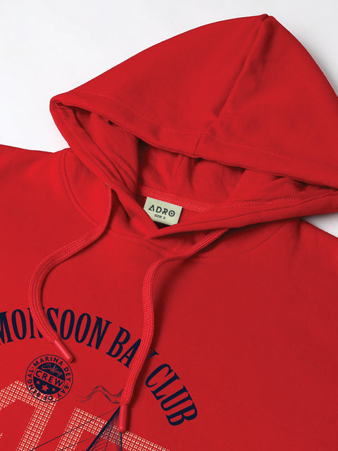 ADRO Men’s 320 GSM Cotton Poly Fleece Hoodie – Monsoon Bay Club Sailing Graphic, Soft Feel Fabric, Skin-Friendly Print, Casual Winter Printed Hoodies with Kangaroo Pocket