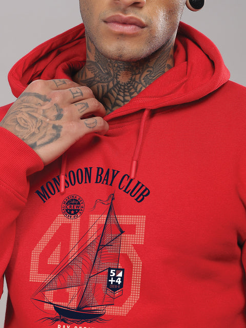 ADRO Men’s 320 GSM Cotton Poly Fleece Hoodie – Monsoon Bay Club Sailing Graphic, Soft Feel Fabric, Skin-Friendly Print, Casual Winter Printed Hoodies with Kangaroo Pocket