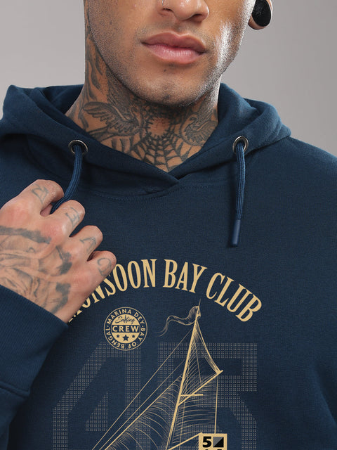 ADRO Men’s 320 GSM Cotton Poly Fleece Hoodie – Monsoon Bay Club Sailing Graphic, Soft Feel Fabric, Skin-Friendly Print, Casual Winter Printed Hoodies with Kangaroo Pocket