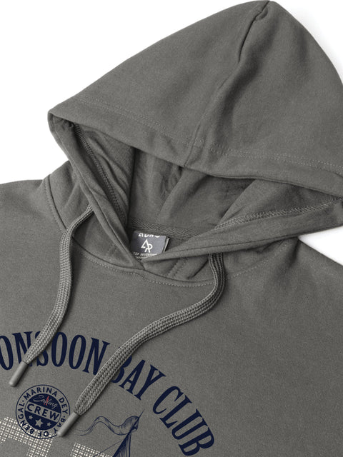 ADRO Men’s 320 GSM Cotton Poly Fleece Hoodie – Monsoon Bay Club Sailing Graphic, Soft Feel Fabric, Skin-Friendly Print, Casual Winter Printed Hoodies with Kangaroo Pocket