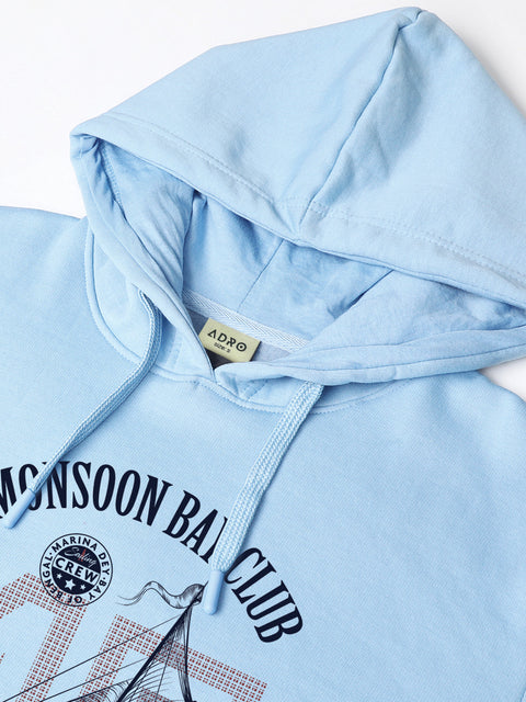 ADRO Men’s 320 GSM Cotton Poly Fleece Hoodie – Monsoon Bay Club Sailing Graphic, Soft Feel Fabric, Skin-Friendly Print, Casual Winter Printed Hoodies with Kangaroo Pocket