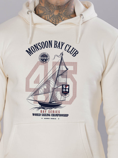 ADRO Men’s 320 GSM Cotton Poly Fleece Hoodie – Monsoon Bay Club Sailing Graphic, Soft Feel Fabric, Skin-Friendly Print, Casual Winter Printed Hoodies with Kangaroo Pocket