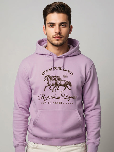 Adro Ride Beyond Limits Rajasthan Chapter Hoodie for Men | 320 GSM Cotton-Poly Fleece | Soft Feel, Skin-Friendly Printed Graphic, Warm Casual Sweatshirt with Kangaroo Pocket & Drawstring Hood –