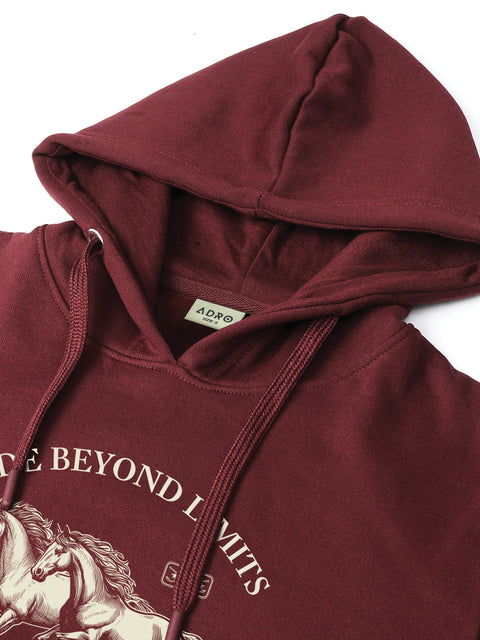 Adro Ride Beyond Limits Rajasthan Chapter Hoodie for Men | 320 GSM Cotton-Poly Fleece | Soft Feel, Skin-Friendly Printed Graphic, Warm Casual Sweatshirt with Kangaroo Pocket & Drawstring Hood –