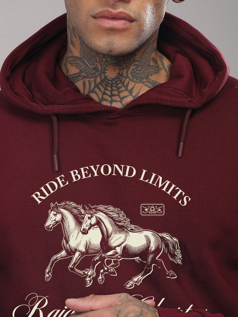 Adro Ride Beyond Limits Rajasthan Chapter Hoodie for Men | 320 GSM Cotton-Poly Fleece | Soft Feel, Skin-Friendly Printed Graphic, Warm Casual Sweatshirt with Kangaroo Pocket & Drawstring Hood –