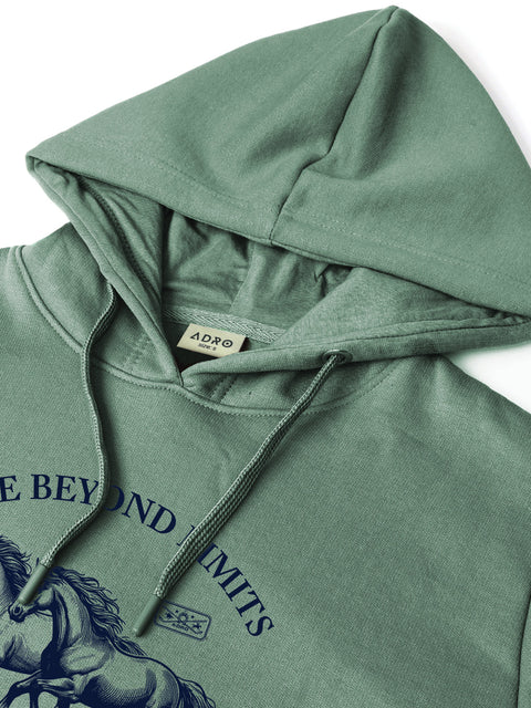 Adro Ride Beyond Limits Rajasthan Chapter Hoodie for Men | 320 GSM Cotton-Poly Fleece | Soft Feel, Skin-Friendly Printed Graphic, Warm Casual Sweatshirt with Kangaroo Pocket & Drawstring Hood –
