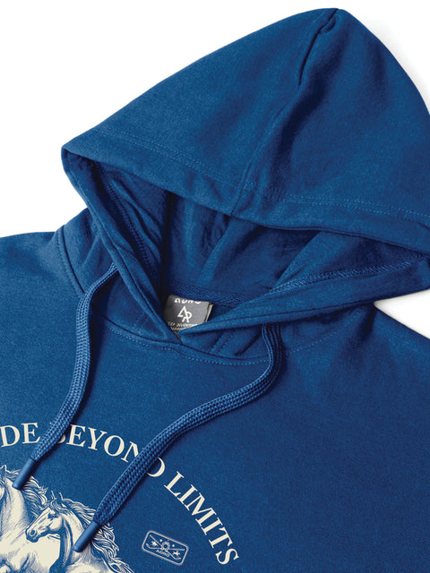 Adro Ride Beyond Limits Rajasthan Chapter Hoodie for Men | 320 GSM Cotton-Poly Fleece | Soft Feel, Skin-Friendly Printed Graphic, Warm Casual Sweatshirt with Kangaroo Pocket & Drawstring Hood –