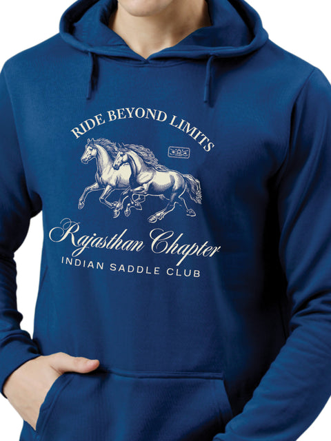 Adro Ride Beyond Limits Rajasthan Chapter Hoodie for Men | 320 GSM Cotton-Poly Fleece | Soft Feel, Skin-Friendly Printed Graphic, Warm Casual Sweatshirt with Kangaroo Pocket & Drawstring Hood –