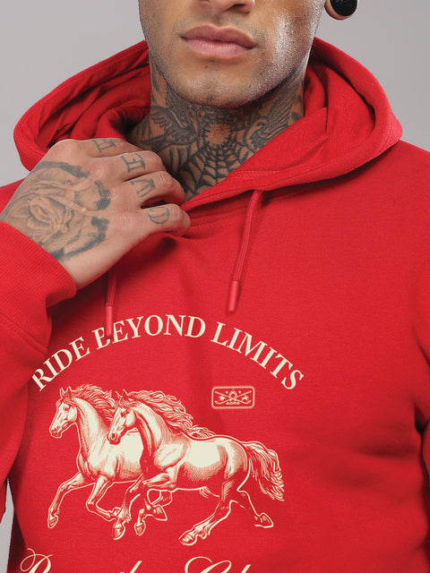 Adro Ride Beyond Limits Rajasthan Chapter Hoodie for Men | 320 GSM Cotton-Poly Fleece | Soft Feel, Skin-Friendly Printed Graphic, Warm Casual Sweatshirt with Kangaroo Pocket & Drawstring Hood –