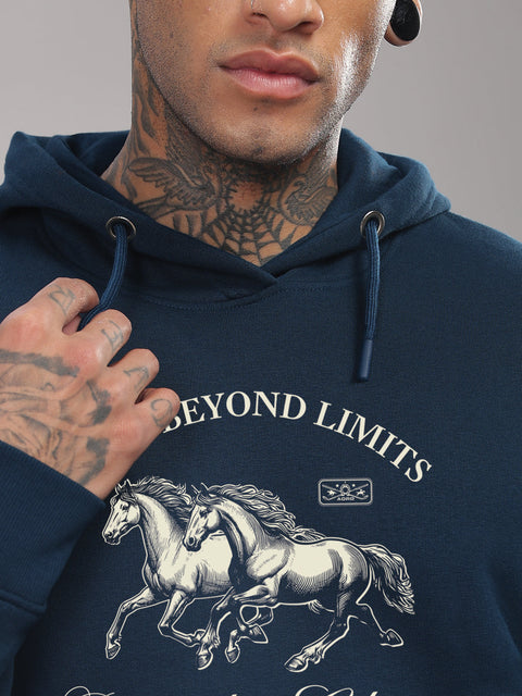 Adro Ride Beyond Limits Rajasthan Chapter Hoodie for Men | 320 GSM Cotton-Poly Fleece | Soft Feel, Skin-Friendly Printed Graphic, Warm Casual Sweatshirt with Kangaroo Pocket & Drawstring Hood –