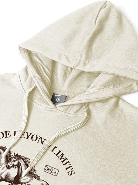 Adro Ride Beyond Limits Rajasthan Chapter Hoodie for Men | 320 GSM Cotton-Poly Fleece | Soft Feel, Skin-Friendly Printed Graphic, Warm Casual Sweatshirt with Kangaroo Pocket & Drawstring Hood –