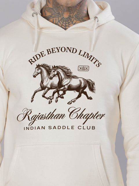 Adro Ride Beyond Limits Rajasthan Chapter Hoodie for Men | 320 GSM Cotton-Poly Fleece | Soft Feel, Skin-Friendly Printed Graphic, Warm Casual Sweatshirt with Kangaroo Pocket & Drawstring Hood –
