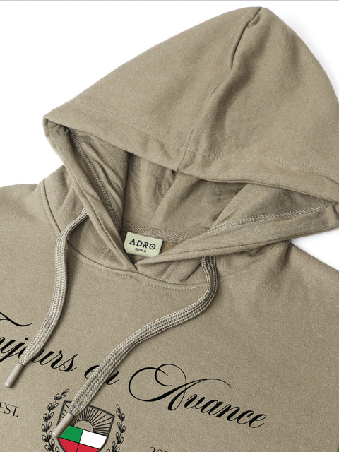 Adro Toujours en Avance Hoodie for Men | 320 GSM Cotton-Poly Fleece | Soft Feel, Skin-Friendly Printed Graphic, Warm Casual Sweatshirt with Kangaroo Pocket & Drawstring Hood
