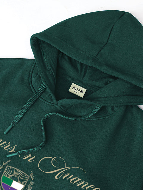Adro Toujours en Avance Hoodie for Men | 320 GSM Cotton-Poly Fleece | Soft Feel, Skin-Friendly Printed Graphic, Warm Casual Sweatshirt with Kangaroo Pocket & Drawstring Hood