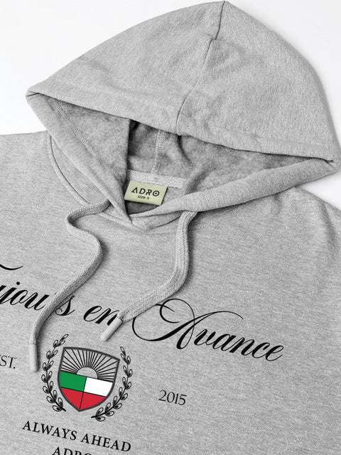 Adro Toujours en Avance Hoodie for Men | 320 GSM Cotton-Poly Fleece | Soft Feel, Skin-Friendly Printed Graphic, Warm Casual Sweatshirt with Kangaroo Pocket & Drawstring Hood