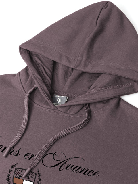 Adro Toujours en Avance Hoodie for Men | 320 GSM Cotton-Poly Fleece | Soft Feel, Skin-Friendly Printed Graphic, Warm Casual Sweatshirt with Kangaroo Pocket & Drawstring Hood