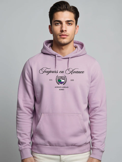 Adro Toujours en Avance Hoodie for Men | 320 GSM Cotton-Poly Fleece | Soft Feel, Skin-Friendly Printed Graphic, Warm Casual Sweatshirt with Kangaroo Pocket & Drawstring Hood