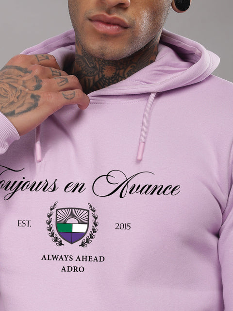 Adro Toujours en Avance Hoodie for Men | 320 GSM Cotton-Poly Fleece | Soft Feel, Skin-Friendly Printed Graphic, Warm Casual Sweatshirt with Kangaroo Pocket & Drawstring Hood