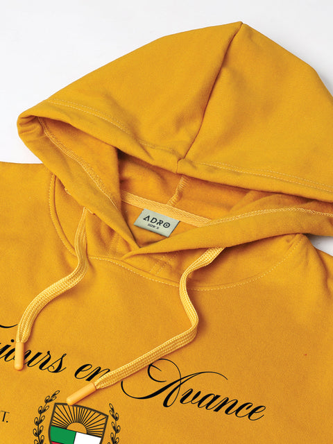 Adro Toujours en Avance Hoodie for Men | 320 GSM Cotton-Poly Fleece | Soft Feel, Skin-Friendly Printed Graphic, Warm Casual Sweatshirt with Kangaroo Pocket & Drawstring Hood