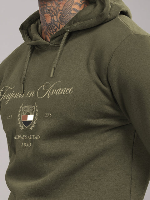 Adro Toujours en Avance Hoodie for Men | 320 GSM Cotton-Poly Fleece | Soft Feel, Skin-Friendly Printed Graphic, Warm Casual Sweatshirt with Kangaroo Pocket & Drawstring Hood