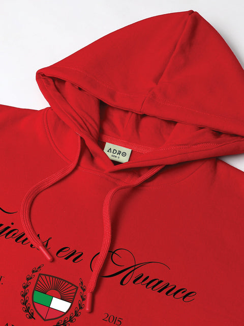 Adro Toujours en Avance Hoodie for Men | 320 GSM Cotton-Poly Fleece | Soft Feel, Skin-Friendly Printed Graphic, Warm Casual Sweatshirt with Kangaroo Pocket & Drawstring Hood