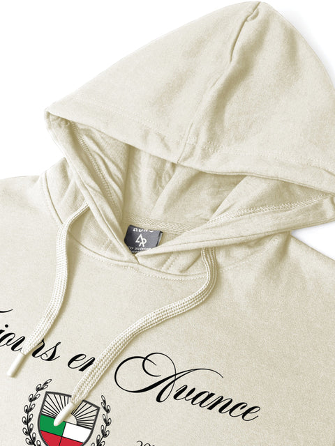 Adro Toujours en Avance Hoodie for Men | 320 GSM Cotton-Poly Fleece | Soft Feel, Skin-Friendly Printed Graphic, Warm Casual Sweatshirt with Kangaroo Pocket & Drawstring Hood