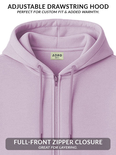Adro Men’s Regular Fit Zip-Up Hoodie for man | 320 GSM Cotton Poly Fleece Zipper Sweatshirt with Soft Fabric & Printed Hoodies