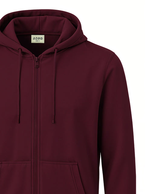Adro Men’s Regular Fit Zip-Up Hoodie for man | 320 GSM Cotton Poly Fleece Zipper Sweatshirt with Soft Fabric & Printed Hoodies