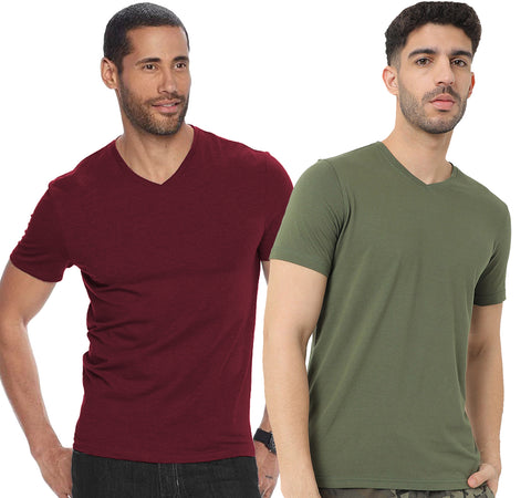 V Neck Half Sleeve T-shirt for Men (Pack of 2) - ADRO Fashion