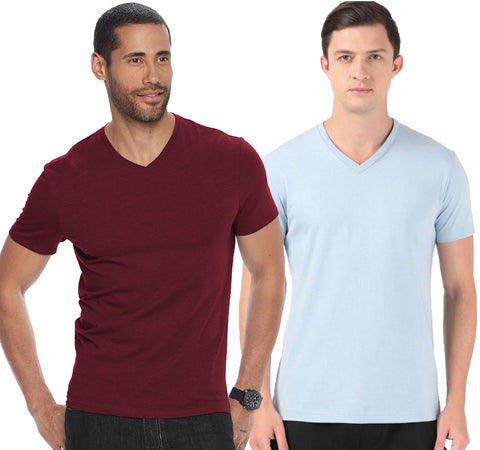 V Neck Half Sleeve T-shirt for Men (Pack of 2) - ADRO Fashion