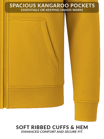Adro Men’s Regular Fit Zip-Up Hoodie for man | 320 GSM Cotton Poly Fleece Zipper Sweatshirt with Soft Fabric & Printed Hoodies