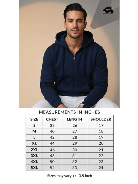 Adro Men’s Regular Fit Zip-Up Hoodie for man | 320 GSM Cotton Poly Fleece Zipper Sweatshirt with Soft Fabric & Printed Hoodies