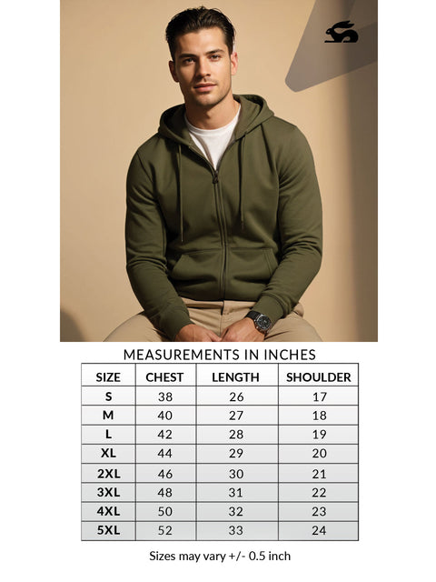 Adro Men’s Regular Fit Zip-Up Hoodie for man | 320 GSM Cotton Poly Fleece Zipper Sweatshirt with Soft Fabric & Printed Hoodies