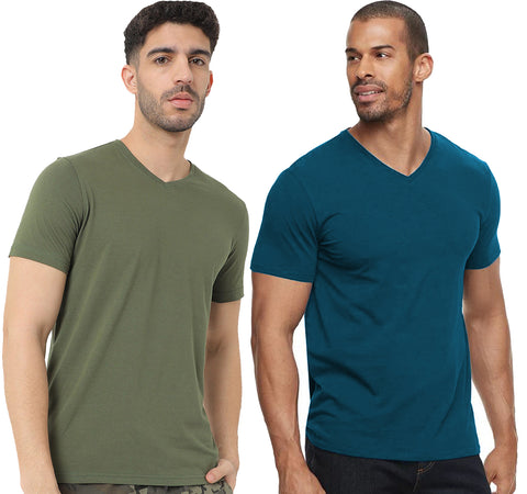V Neck Half Sleeve T-shirt for Men (Pack of 2) - ADRO Fashion