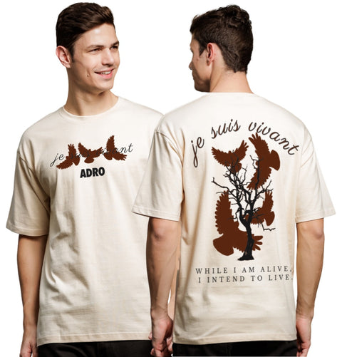 Adro Oversize T shirt for men | Drop shoulder T shirt | Mens Oversize T-shirt | 220 GSM Cotton Oversize Tshirt | Trendy Front and Back Printed T shirt