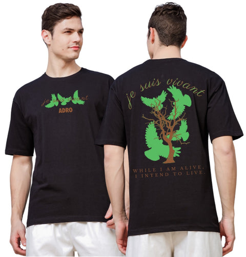 Adro Oversize T shirt for men | Drop shoulder T shirt | Mens Oversize T-shirt | 220 GSM Cotton Oversize Tshirt | Trendy Front and Back Printed T shirt