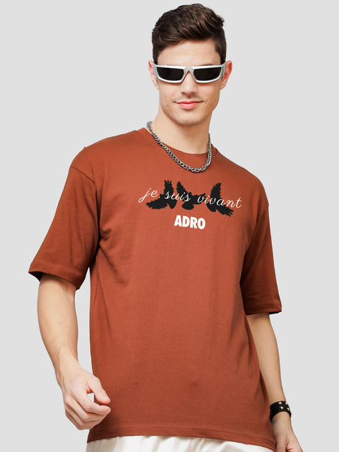 Adro Oversize T shirt for men | Drop shoulder T shirt | Mens Oversize T-shirt | 220 GSM Cotton Oversize Tshirt | Trendy Front and Back Printed T shirt