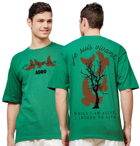 Adro Oversize T shirt for men | Drop shoulder T shirt | Mens Oversize T-shirt | 220 GSM Cotton Oversize Tshirt | Trendy Front and Back Printed T shirt