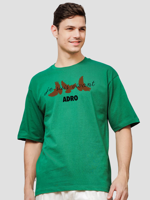 Adro Oversize T shirt for men | Drop shoulder T shirt | Mens Oversize T-shirt | 220 GSM Cotton Oversize Tshirt | Trendy Front and Back Printed T shirt