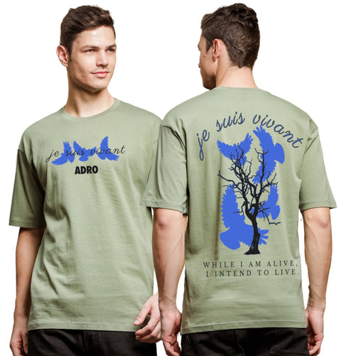 Adro Oversize T shirt for men | Drop shoulder T shirt | Mens Oversize T-shirt | 220 GSM Cotton Oversize Tshirt | Trendy Front and Back Printed T shirt