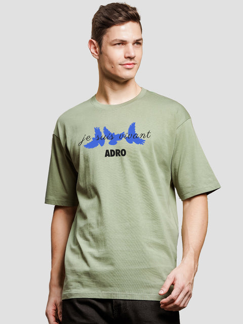 Adro Oversize T shirt for men | Drop shoulder T shirt | Mens Oversize T-shirt | 220 GSM Cotton Oversize Tshirt | Trendy Front and Back Printed T shirt