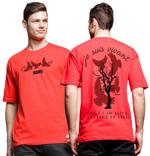 Adro Oversize T shirt for men | Drop shoulder T shirt | Mens Oversize T-shirt | 220 GSM Cotton Oversize Tshirt | Trendy Front and Back Printed T shirt
