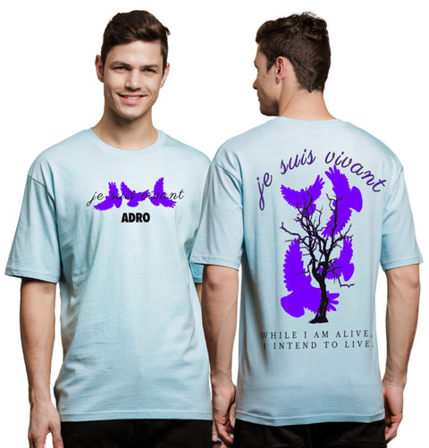 Adro Oversize T shirt for men | Drop shoulder T shirt | Mens Oversize T-shirt | 220 GSM Cotton Oversize Tshirt | Trendy Front and Back Printed T shirt