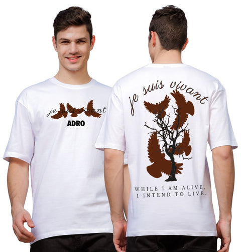 Adro Oversize T shirt for men | Drop shoulder T shirt | Mens Oversize T-shirt | 220 GSM Cotton Oversize Tshirt | Trendy Front and Back Printed T shirt
